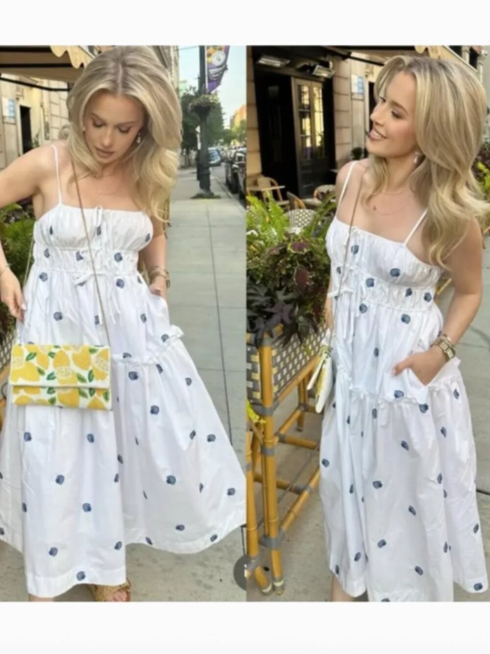 EN SAISON Alani Midi Dress Embroidered Seashell Tiered Ruffle Trim Cottagecore
